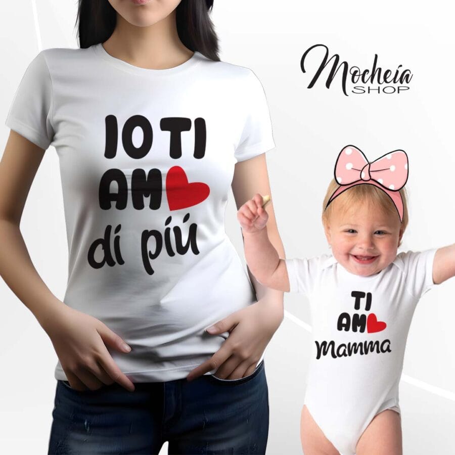 Coordinato T-shirt & Body Festa della Mamma "Amore" - immagine 7