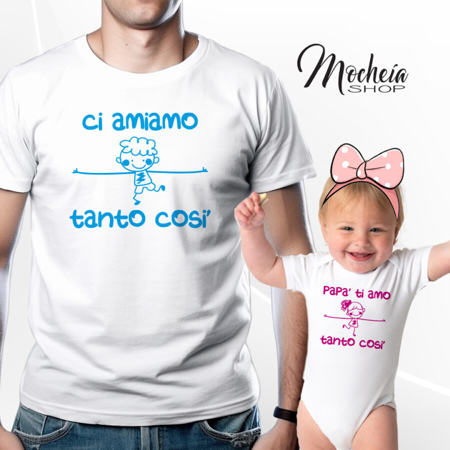 Coordinato T-shirt o body "Ci amiamo tanto" festa del papà-idea regalo - immagine 3