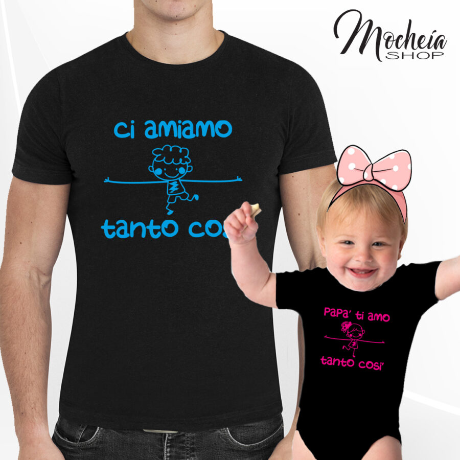 Coordinato T-shirt o body "Ci amiamo tanto" festa del papà-idea regalo - immagine 6