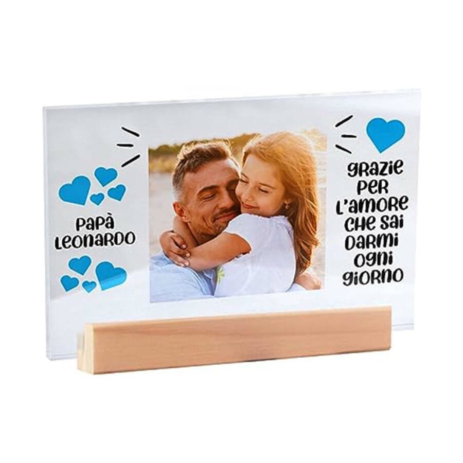 Plexiglass Personalizzato Con Foto Festa del papà "Grazie papà" Idea Regalo