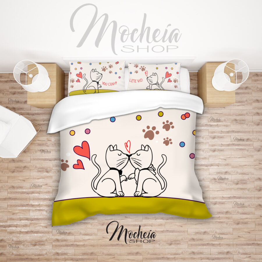Copripiumino Con Coppia Di Federe "Cats In Love"