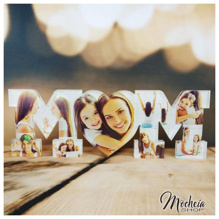 Plexiglass Personalizzato con foto Festa della Mamma "I Nostri Momenti Mom" Idea Regalo
