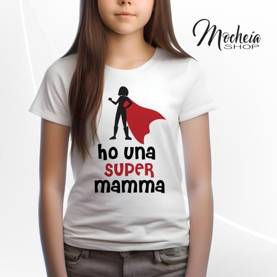 T-Shirt Bambino Festa della Mamma "Super Mamma" - immagine 4